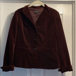Talbots Burgundy Velvet 3 Button Jacket Sz 10